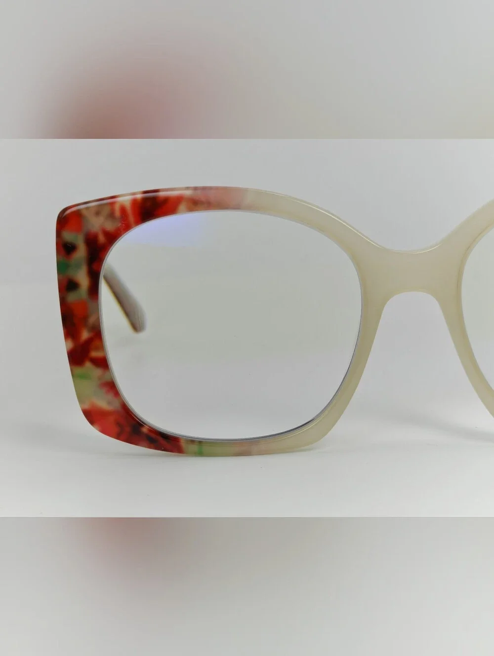Amaryllis. Red Floral Women's Frame. Large Acetate.